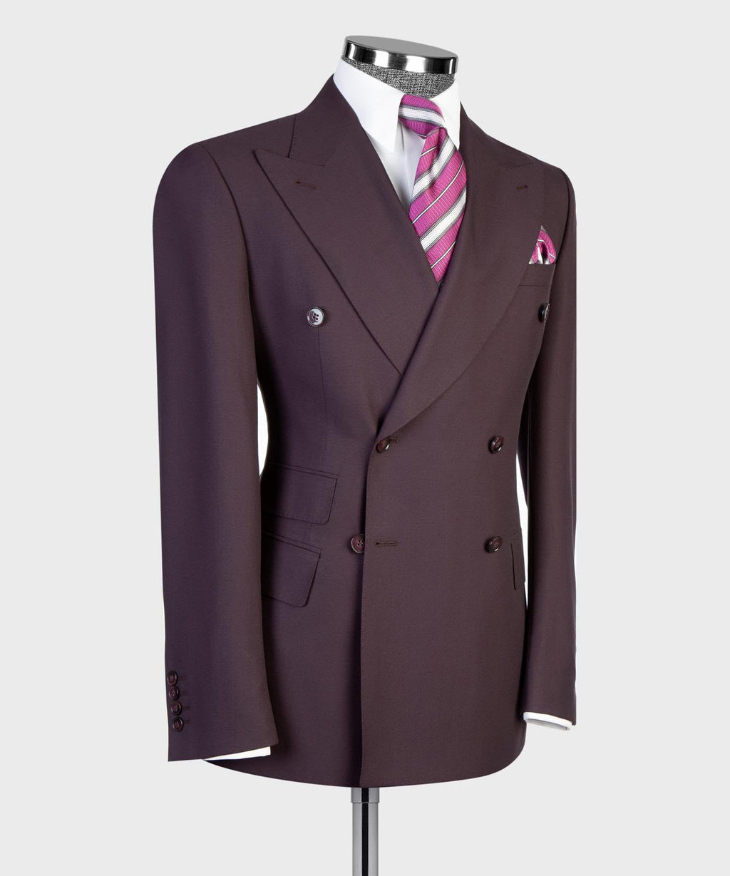 Men’s Luxury Double-Breasted Flared Suit Set – Blazer, Trousers, Tie & Pocket Square