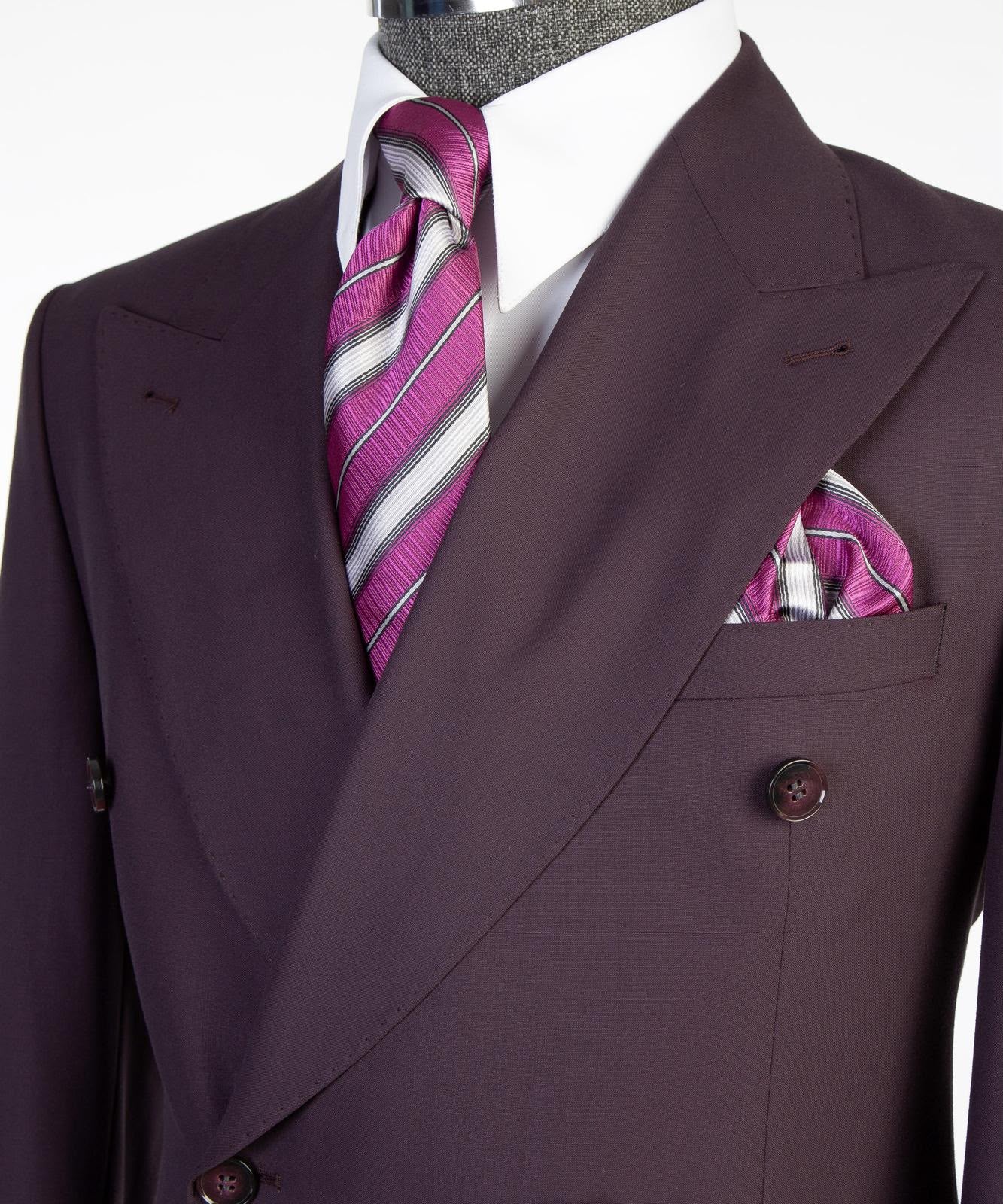 Men’s Luxury Double-Breasted Flared Suit Set – Blazer, Trousers, Tie & Pocket Square