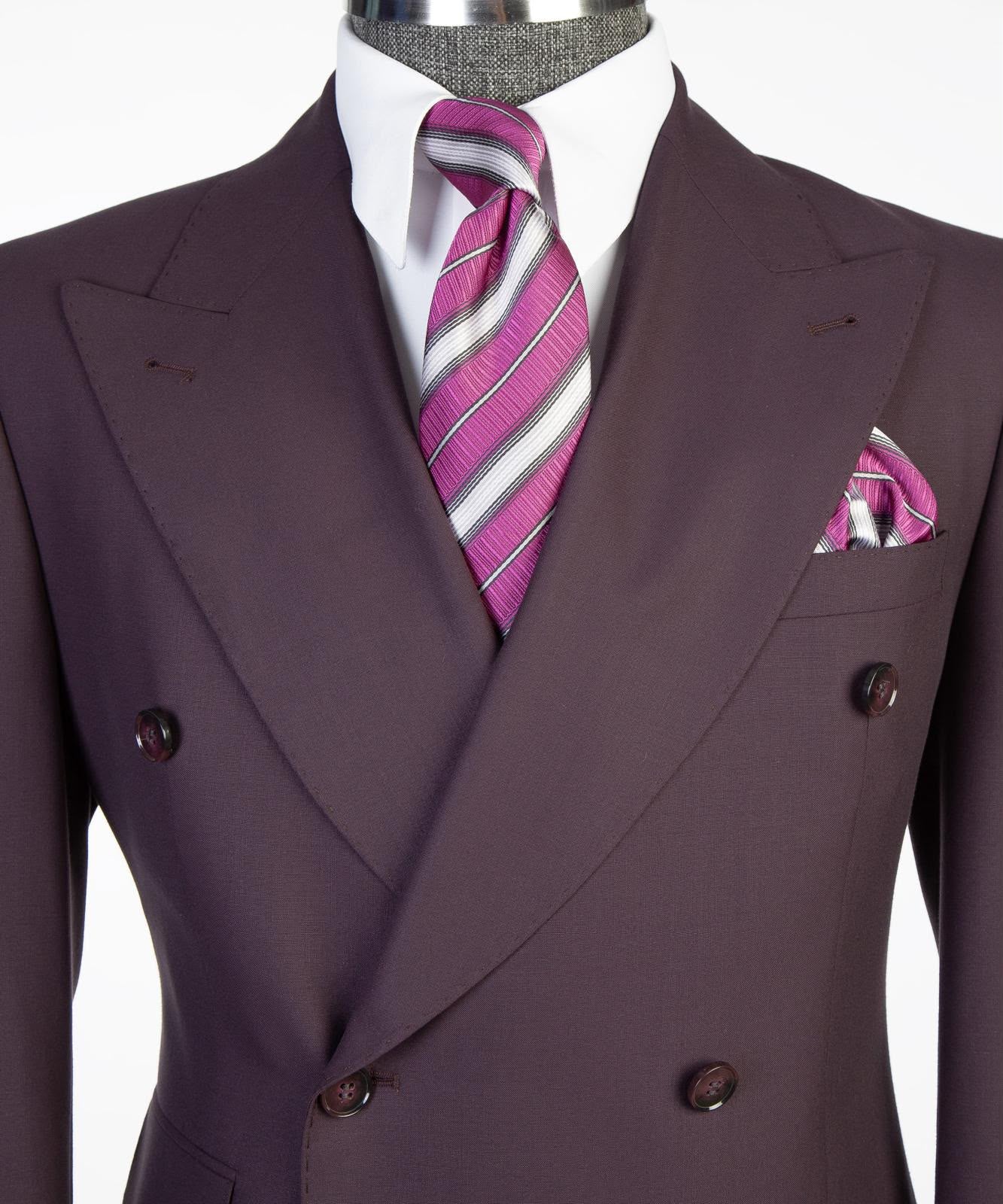 Men’s Luxury Double-Breasted Flared Suit Set – Blazer, Trousers, Tie & Pocket Square