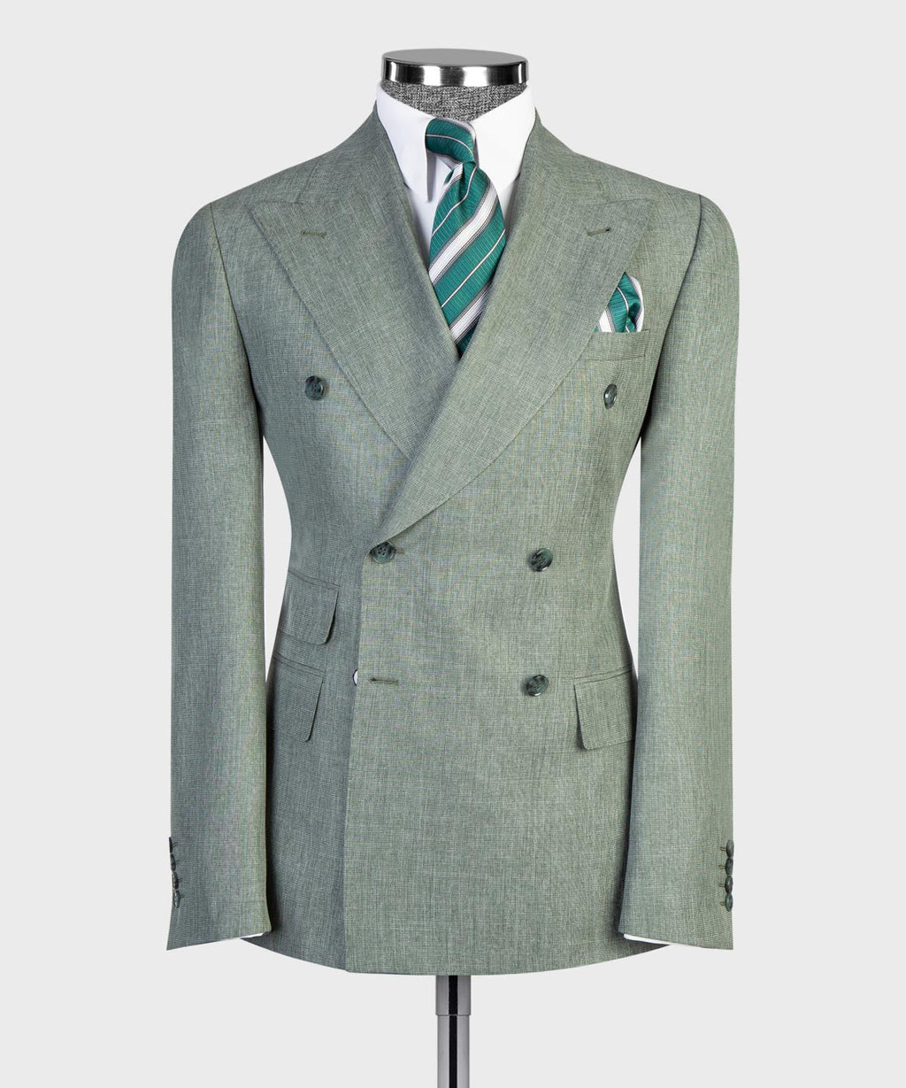 Men’s Luxury Double-Breasted Flared Suit Set – Blazer, Trousers, Tie & Pocket Square