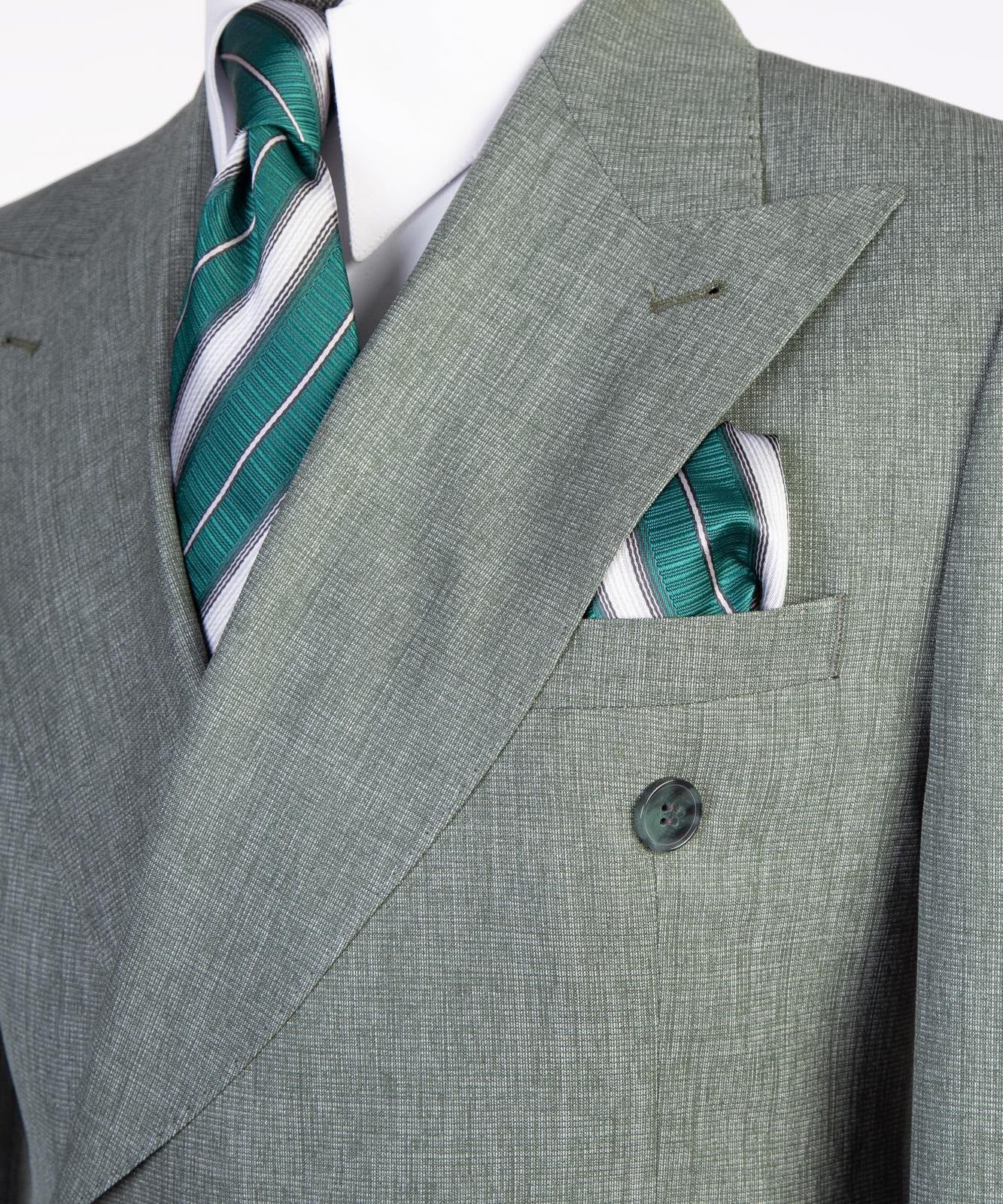Men’s Luxury Double-Breasted Flared Suit Set – Blazer, Trousers, Tie & Pocket Square