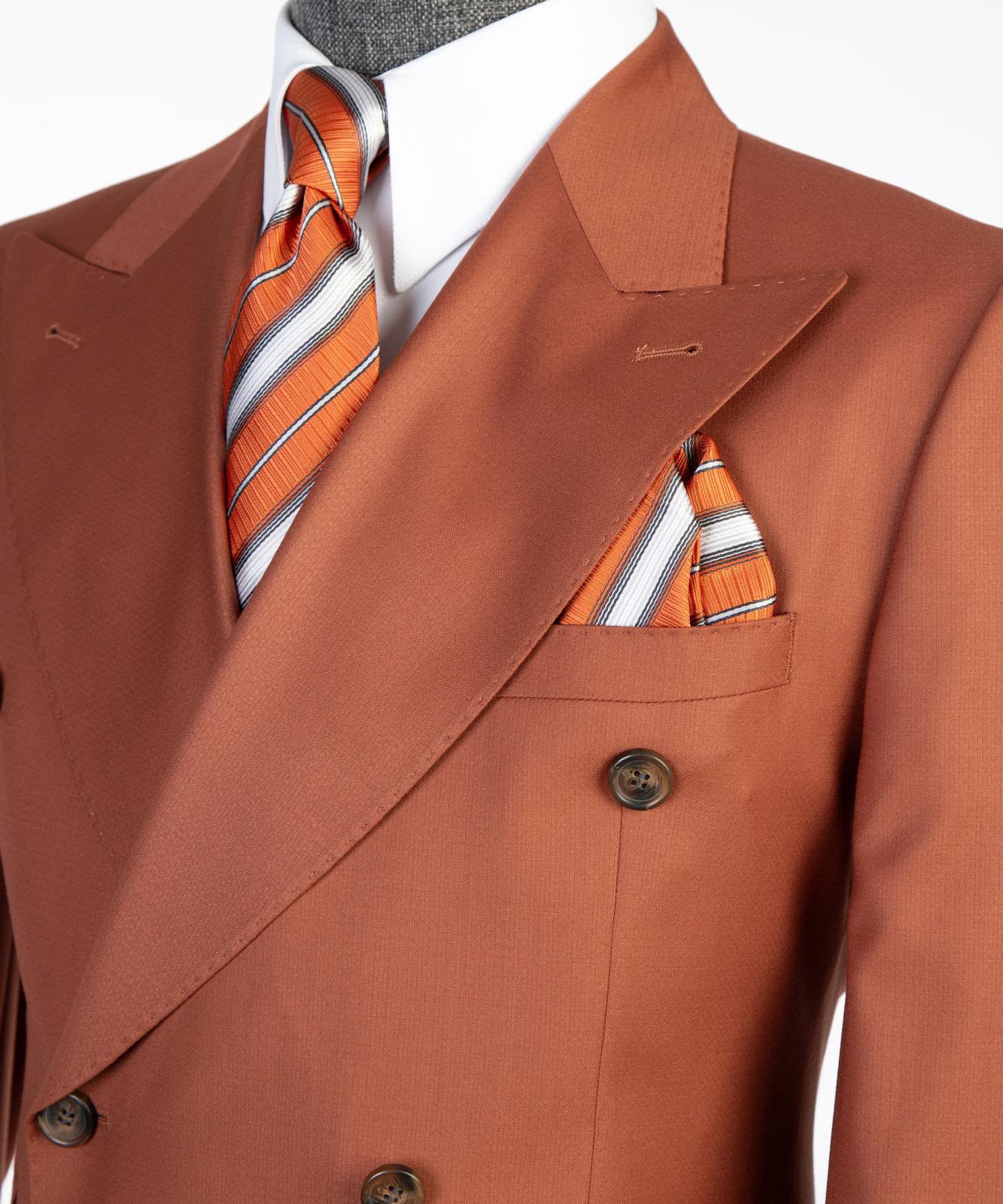 Men’s Luxury Double-Breasted Flared Suit Set – Blazer, Trousers, Tie & Pocket Square
