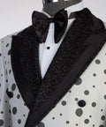 Men’s Luxury Polka Dot Tuxedo Suit Set – Blazer, Trousers & Bow Tie