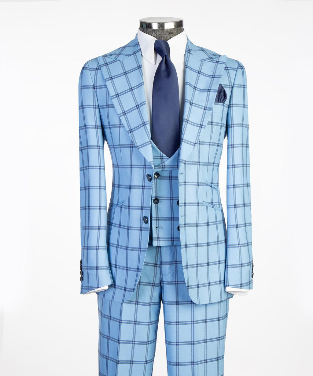 Vivati Milano Check 3-Piece Suit | Men's Formal Suits