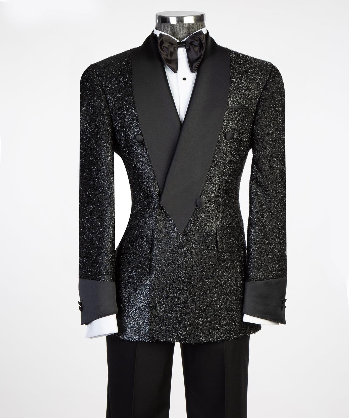 Black Glitter Sequin Tuxedo Suit