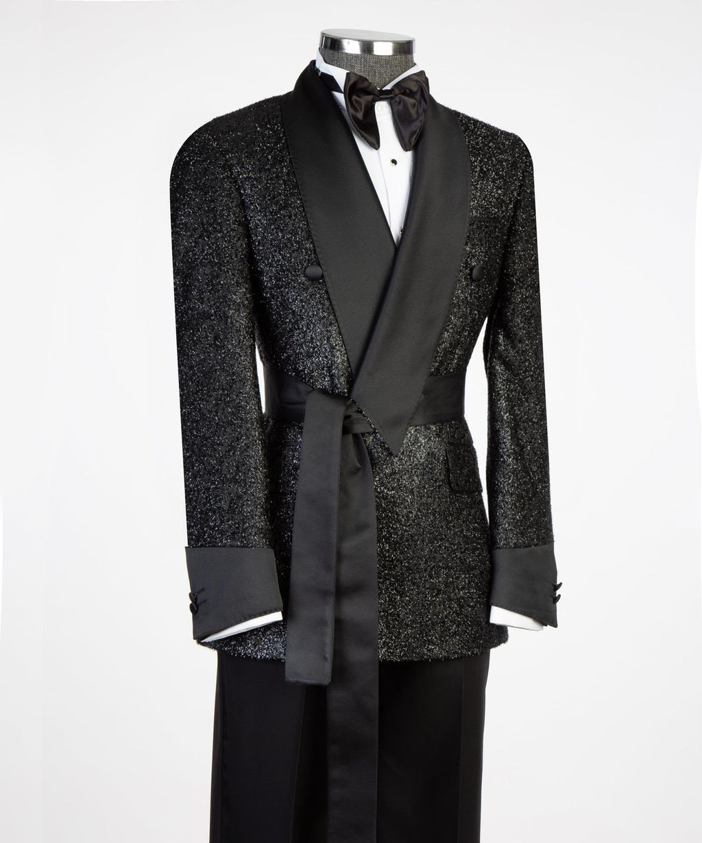 Black Glitter Sequin Tuxedo Suit