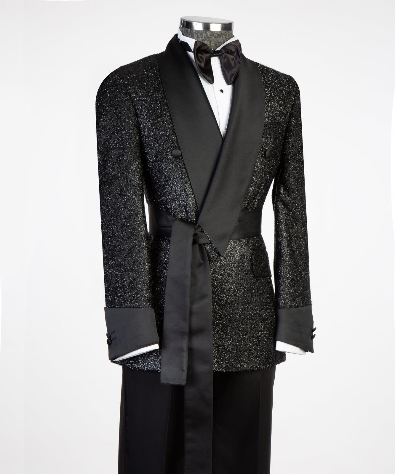 Black Glitter Sequin Tuxedo Suit