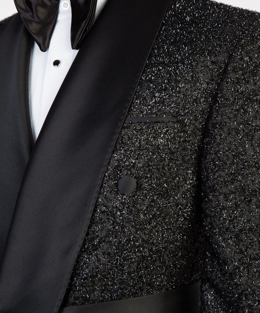 Black Glitter Sequin Tuxedo Suit