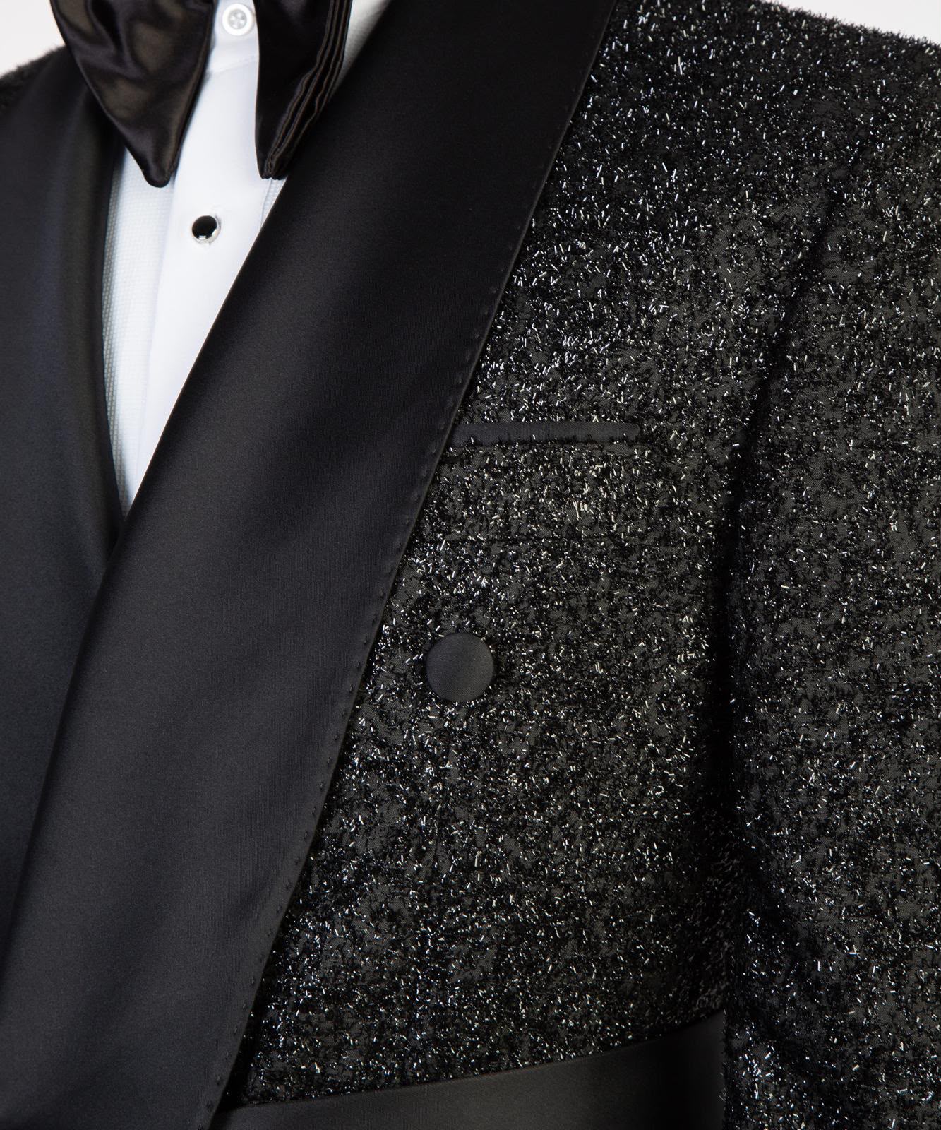 Black Glitter Sequin Tuxedo Suit