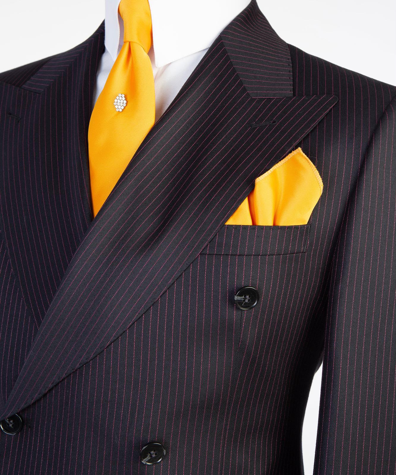 Men’s Luxury Double-Breasted Pinstripe Suit – Peak Lapel Formal Suit