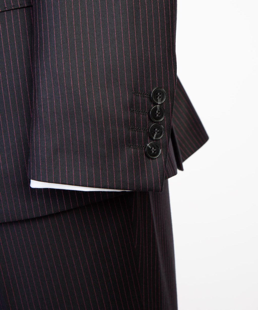 Men’s Luxury Double-Breasted Pinstripe Suit – Peak Lapel Formal Suit
