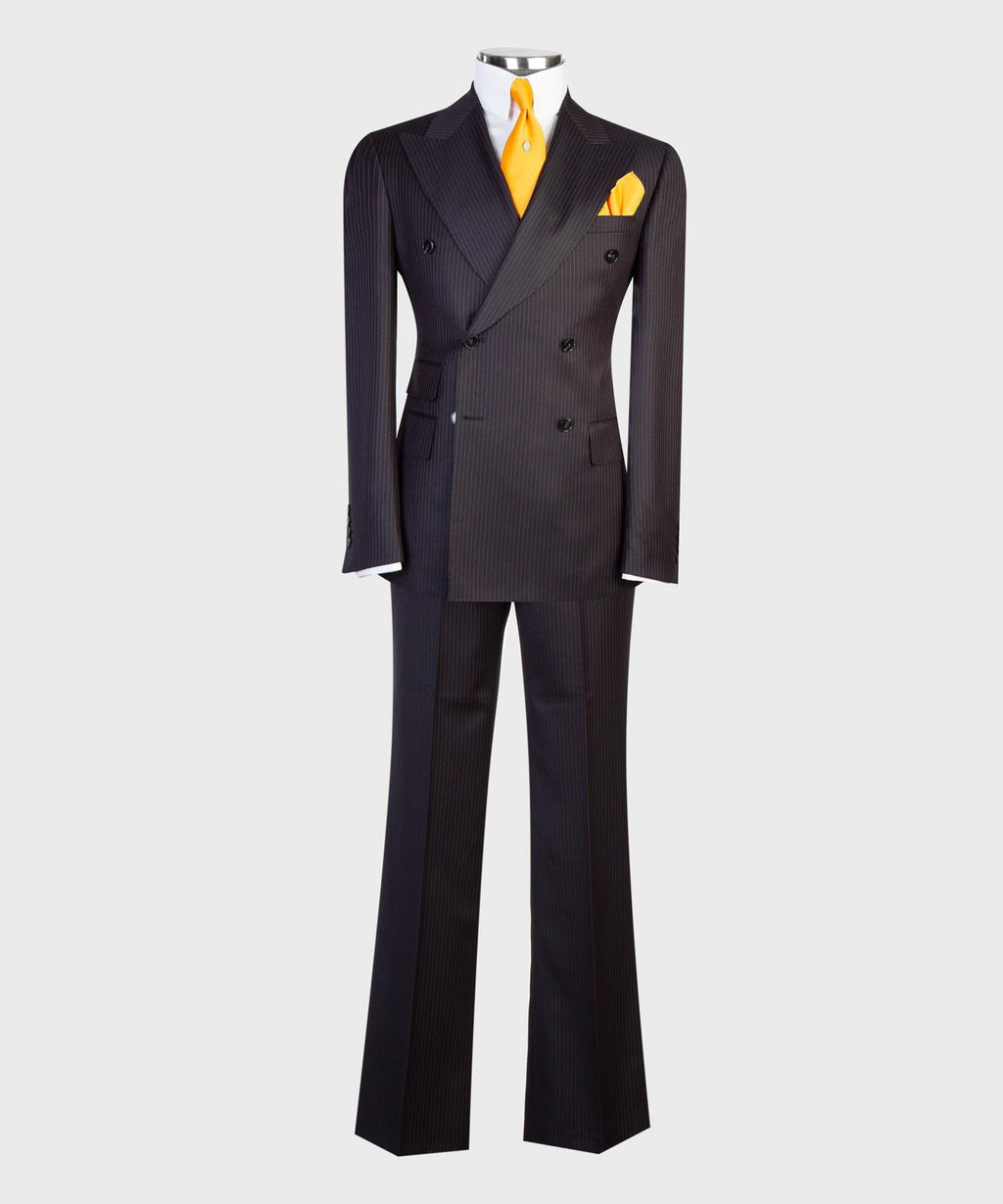 Men’s Luxury Double-Breasted Pinstripe Suit – Peak Lapel Formal Suit