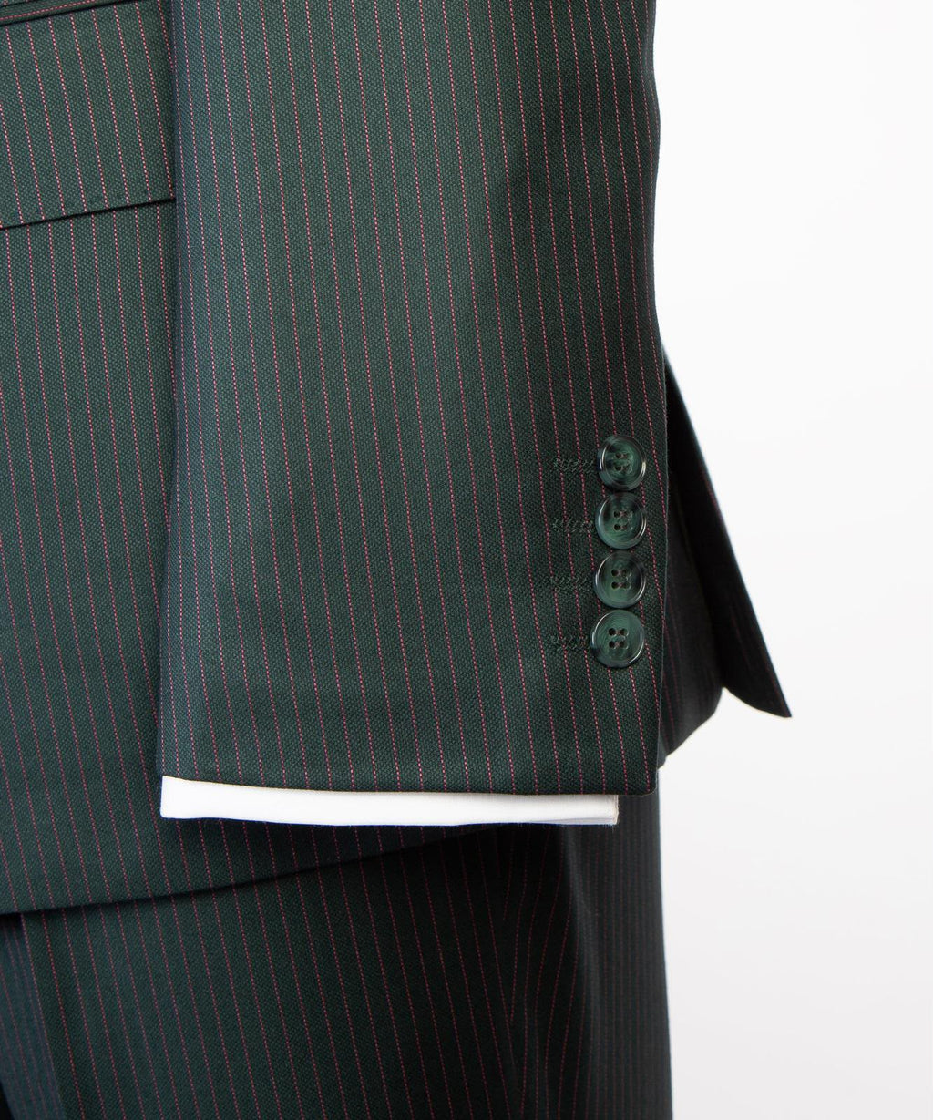 Men’s Luxury Double-Breasted Pinstripe Suit – Peak Lapel Formal Suit