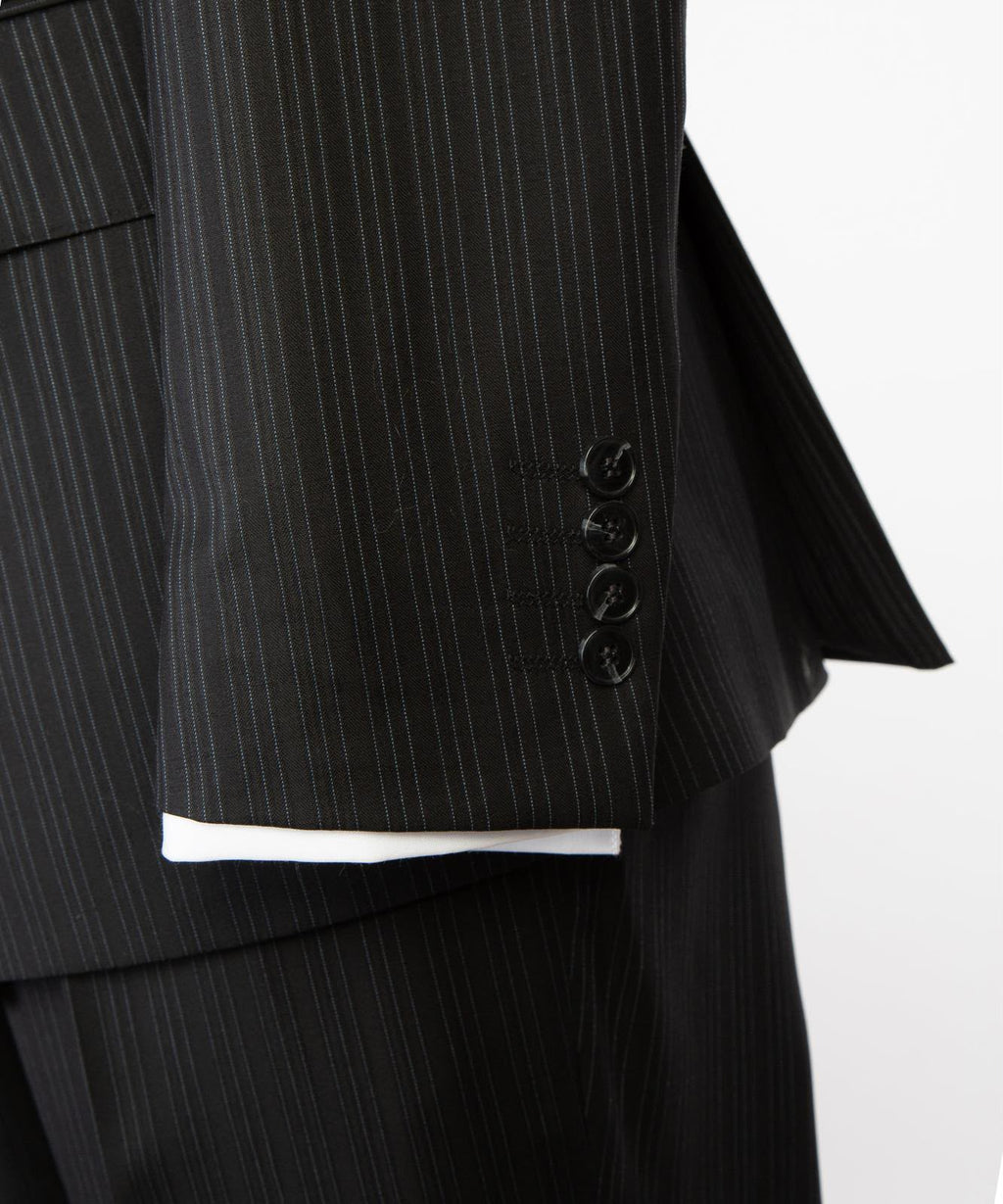 Men’s Luxury Double-Breasted Pinstripe Suit – Peak Lapel Formal Suit