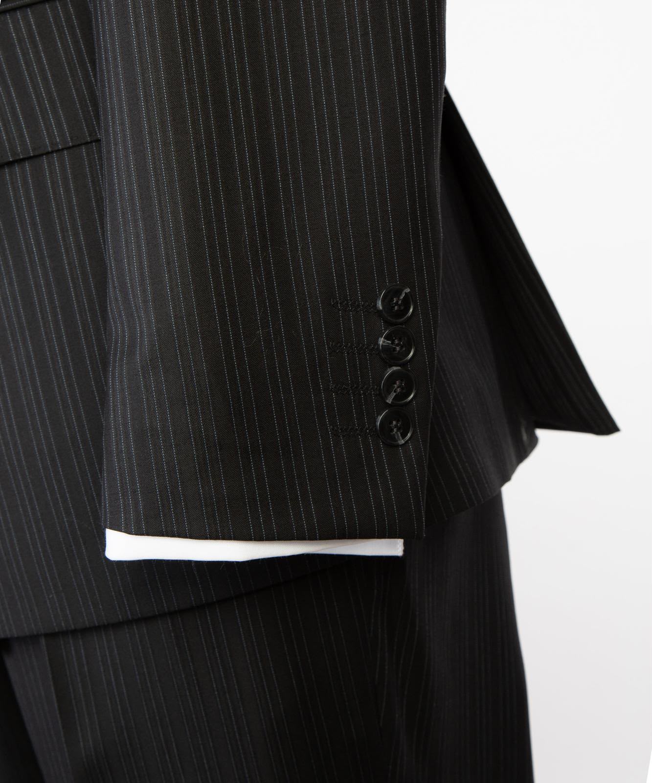 Men’s Luxury Double-Breasted Pinstripe Suit – Peak Lapel Formal Suit