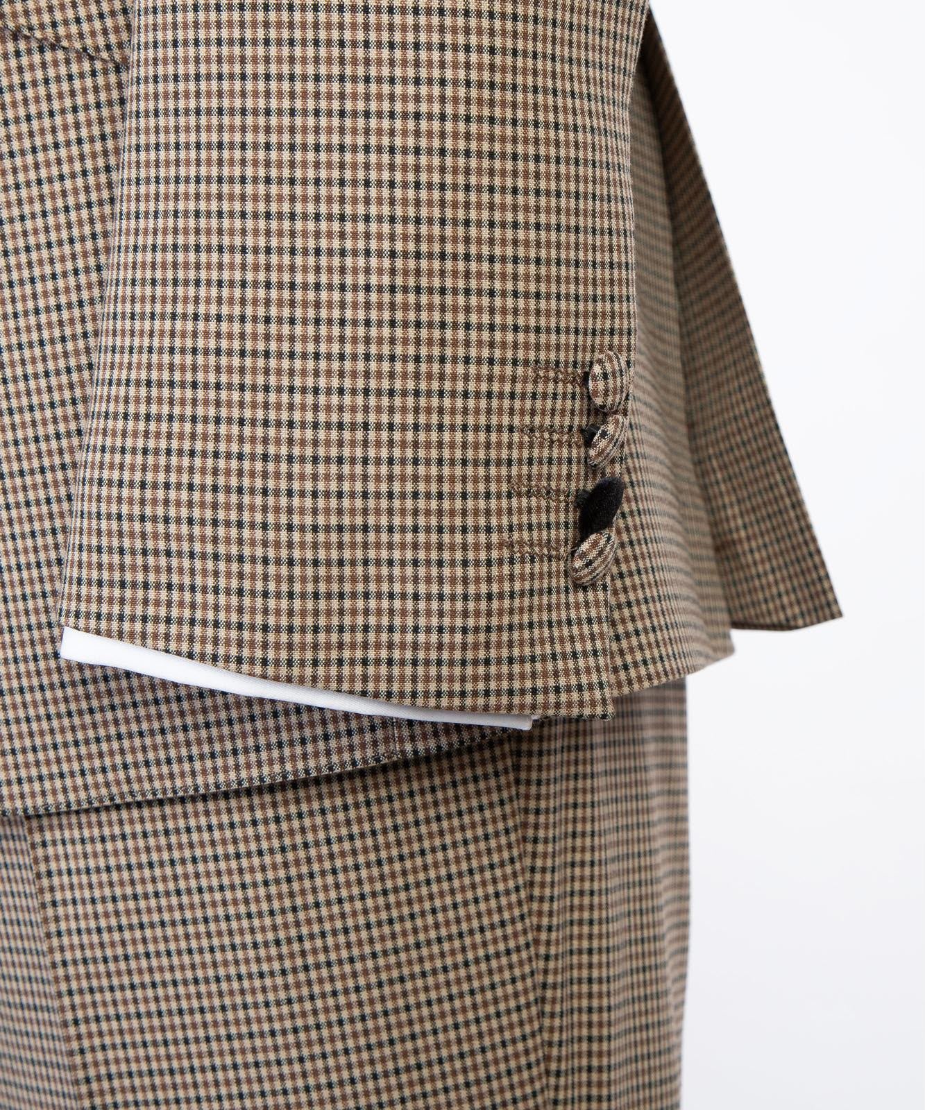 Men’s 3-Piece Camel &amp; Brown Houndstooth Suit – Tailored Formal Suit Set