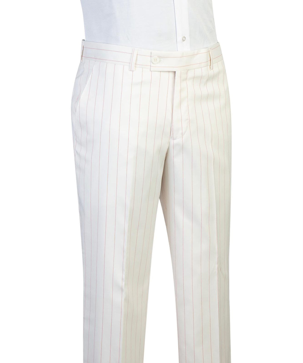 Men’s Luxury Ivory Pinstripe Double-Breasted Suit – Gold Button Formal Suit