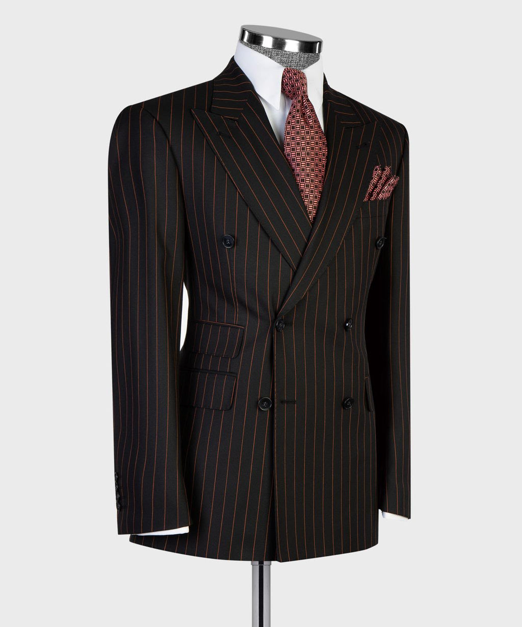 The Noir Prestige Double-Breasted Pinstripe Suit