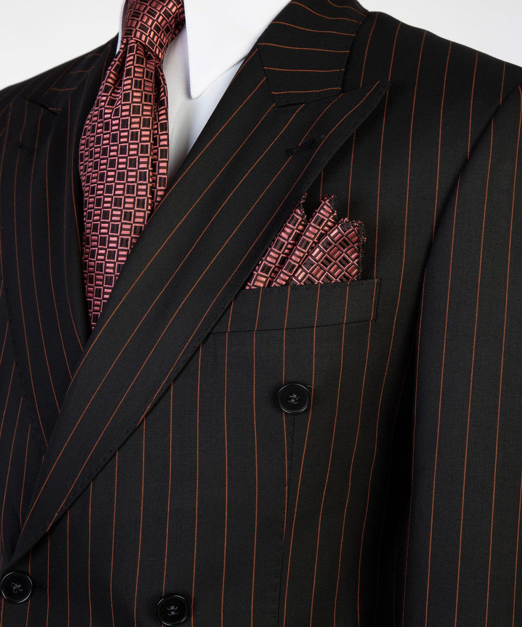 The Noir Prestige Double-Breasted Pinstripe Suit