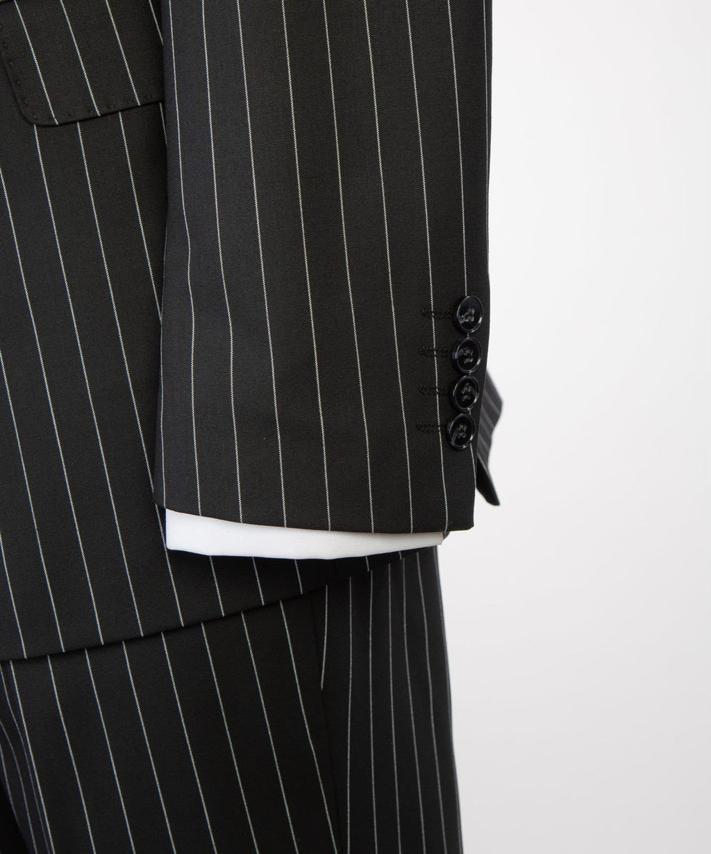 Royale Noir Double-Breasted Pinstripe Suit