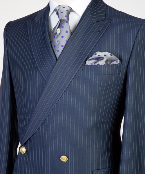 2 Piece Double Breasted Blue Stripe Suit