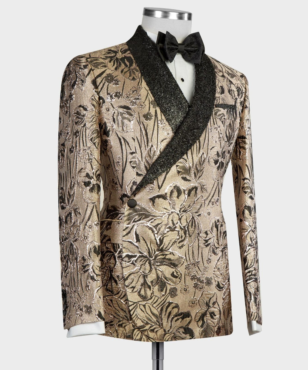 2 Piece Double Breasted Gold Flower Tuxedo