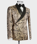 2 Piece Double Breasted Gold Flower Tuxedo