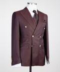 2 Piece Double Breasted Burgundy Suit
