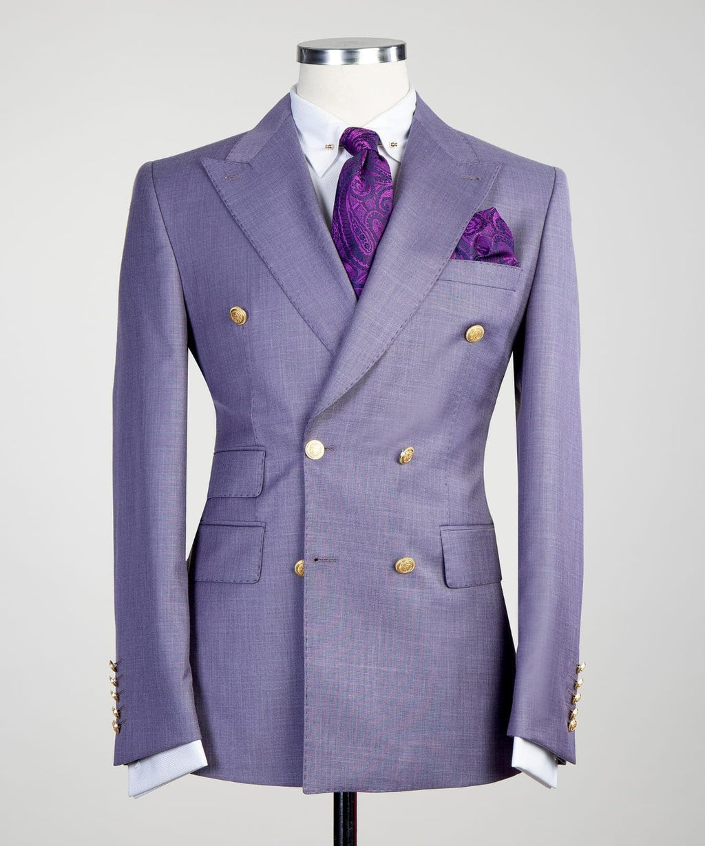 2 Piece Double Breasted Light Purple Suit