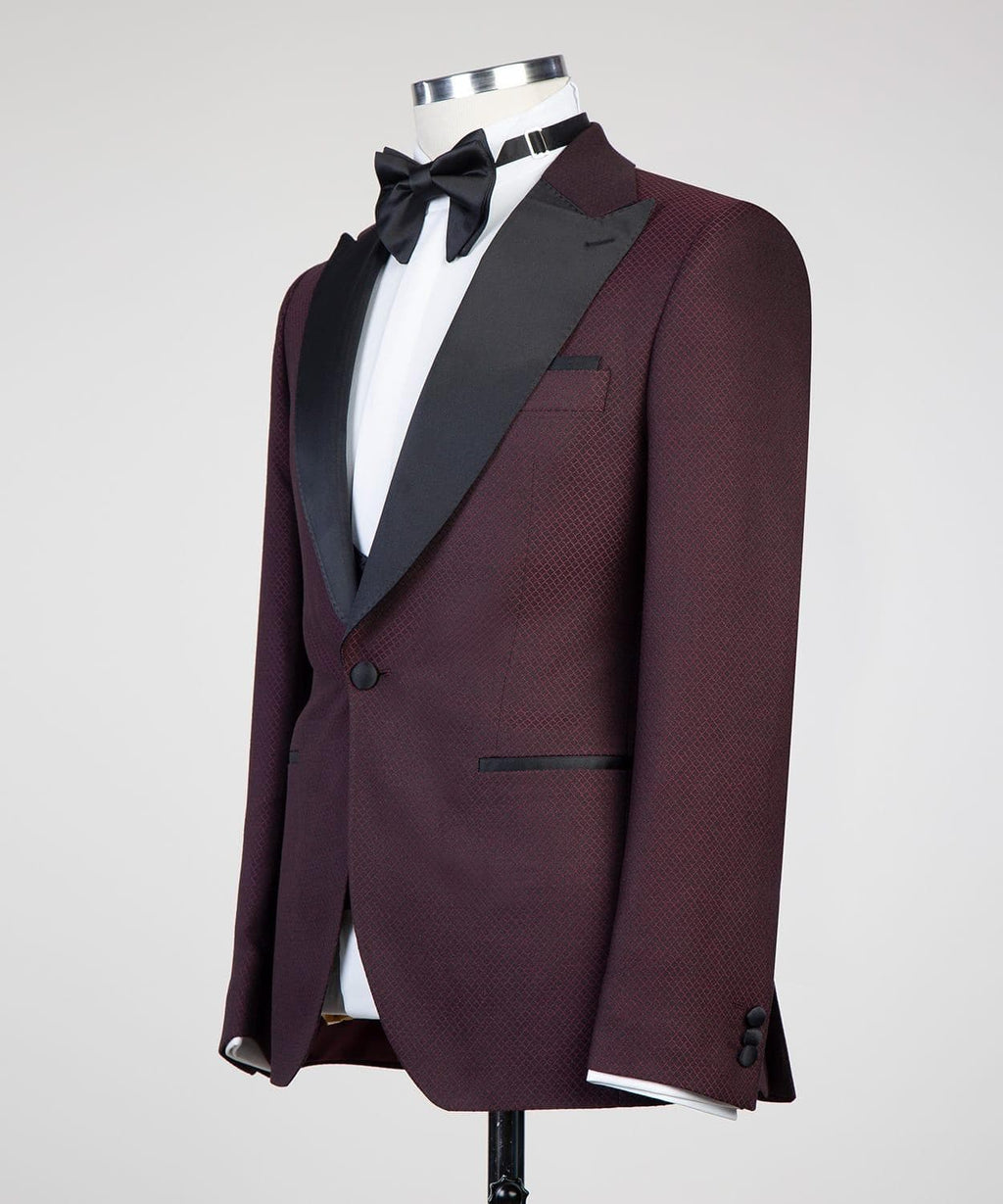 3 Piece Burgundy Tuxedo