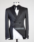 2 Piece Double Breasted Black Dotted Tuxedo