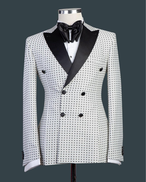 2 Piece Double Breasted Black and White Tuxedo