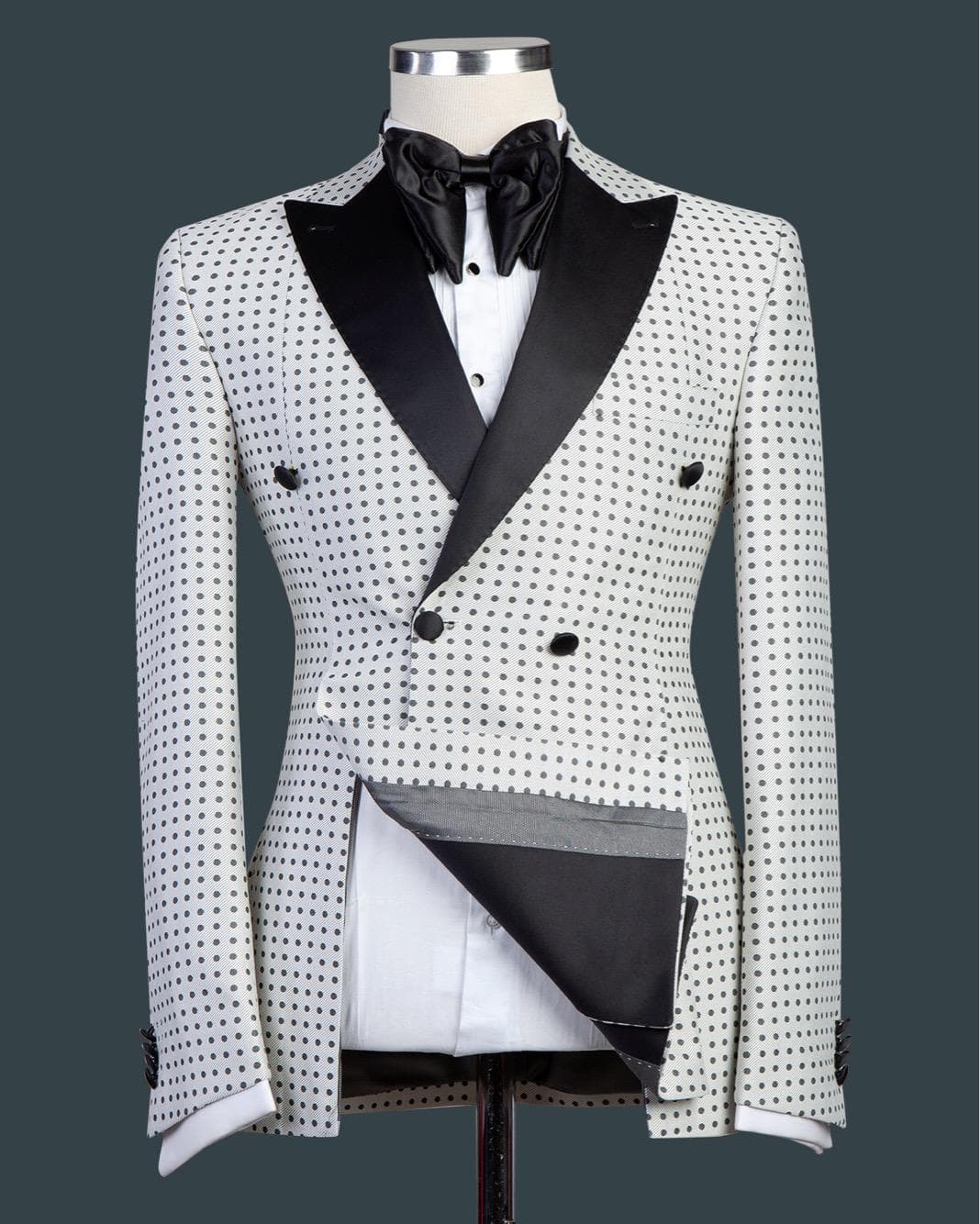 2 Piece Double Breasted Black and White Tuxedo