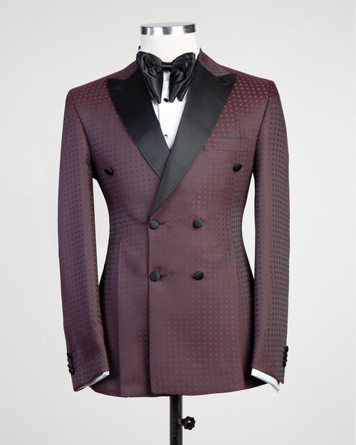 2 Piece Double Breasted Burgundy Tuxedo
