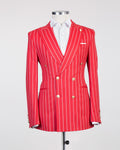 2 Piece Double Breasted Red Stripe Suit