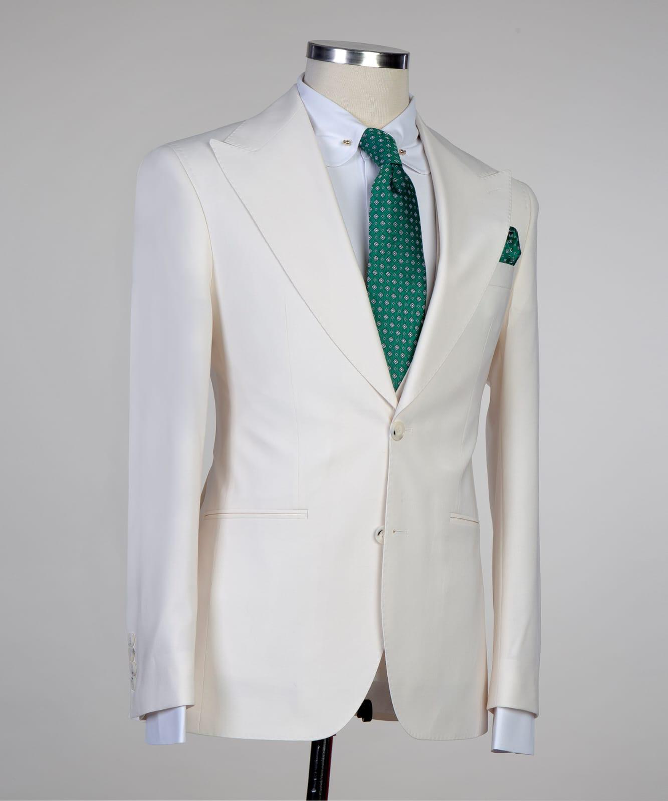 3 Piece Off White Suit