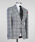 3 Piece Grey Checked Suit