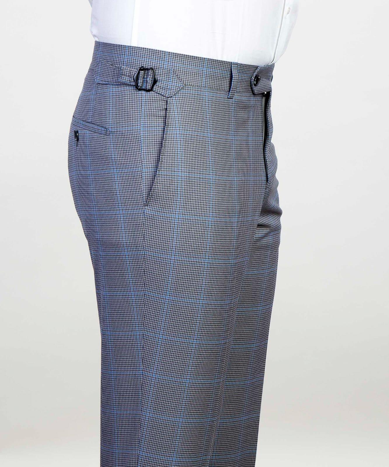 3 Piece Light Grey Checked Suit