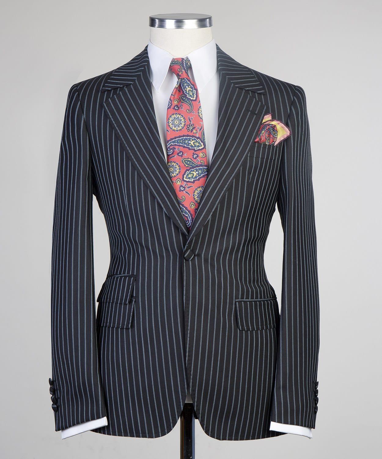 3 Piece Black Striped Suit
