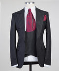 3 Piece Black  Striped Suit