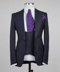 3 Piece Dark Blue Striped Suit