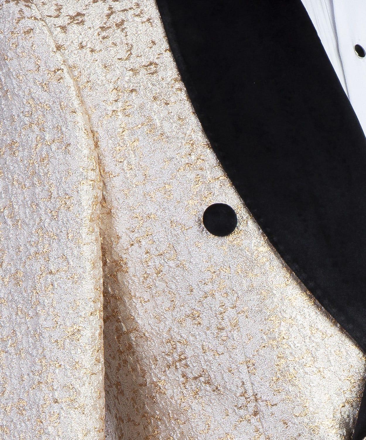 2 Piece Double Breasted Gold White Tuxedo