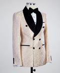 2 Piece Double Breasted Gold White Tuxedo