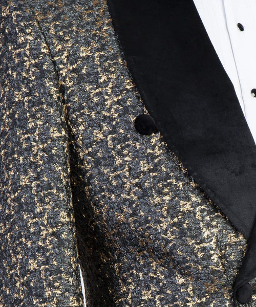 2 Piece Double Breasted Dark Gold Flower Tuxedo