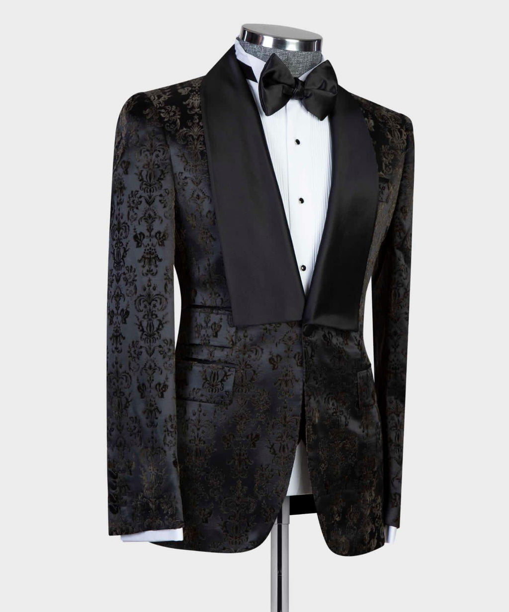 3 Piece Black Flower Tuxedo