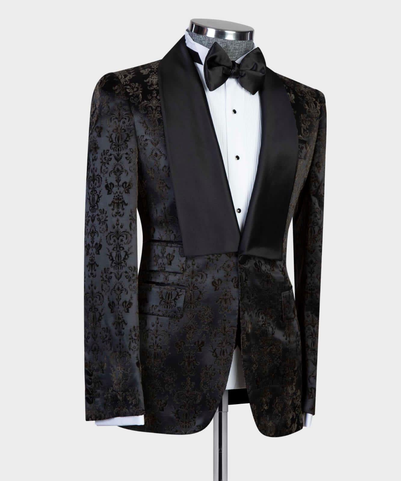 3 Piece Black Flower Tuxedo