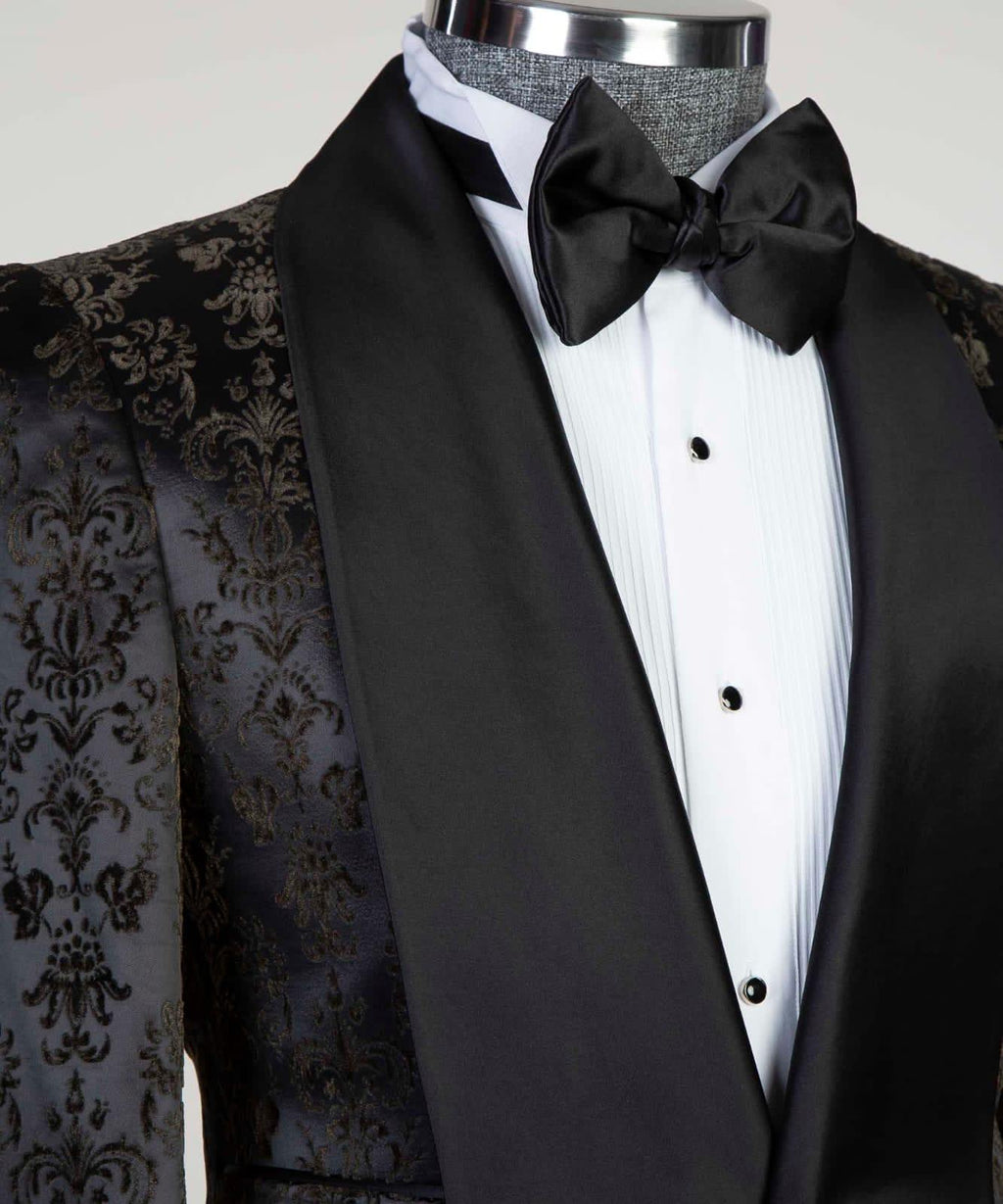 3 Piece Black Flower Tuxedo