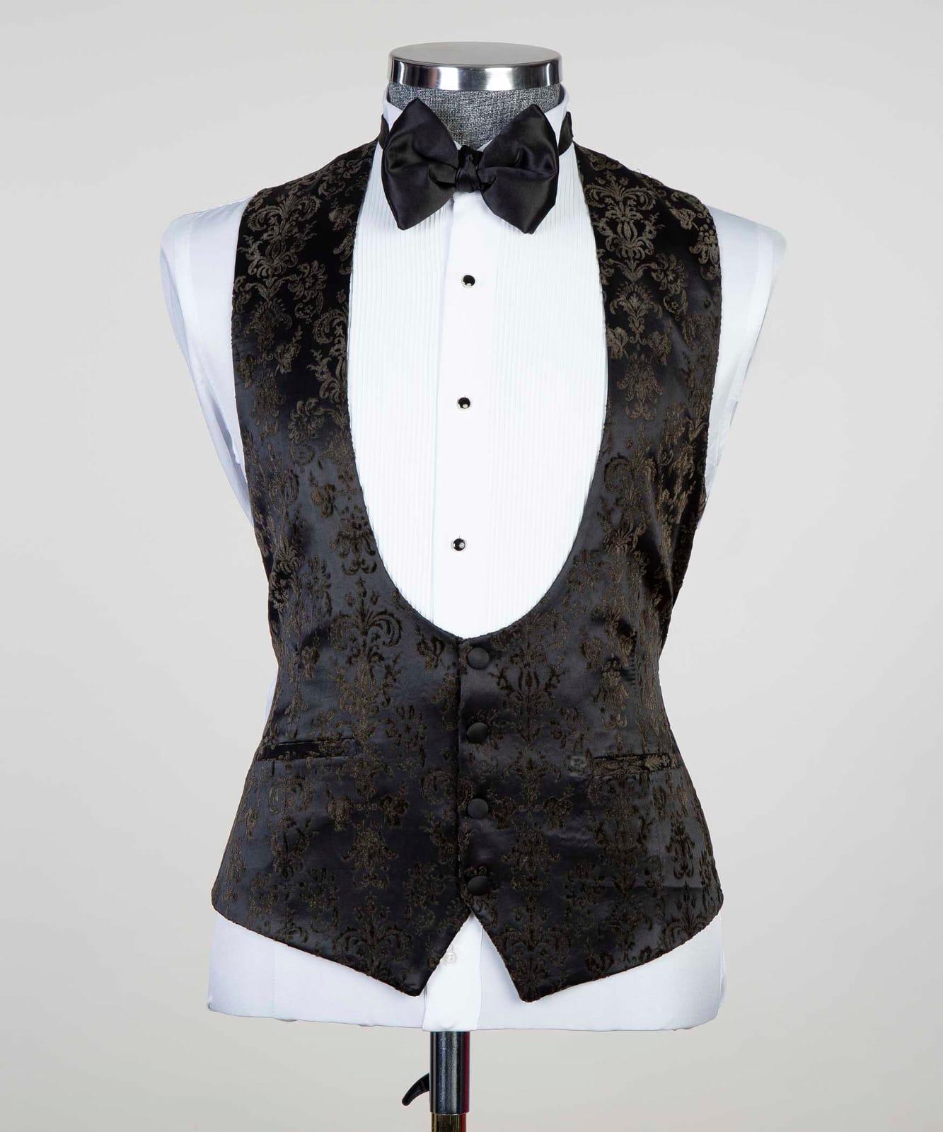 3 Piece Black Flower Tuxedo