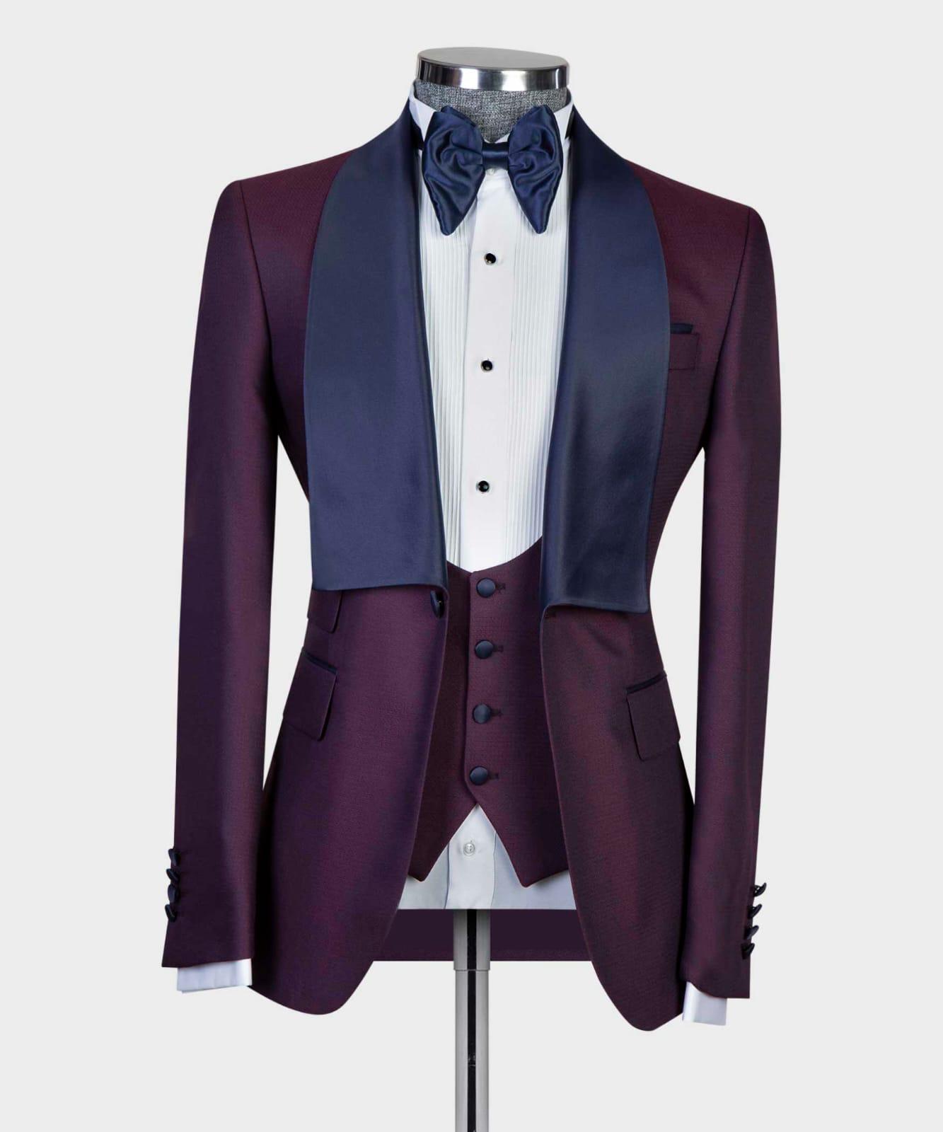3 Piece Burgundy Tuxedo