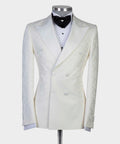 2 Piece Double Breast Flower White Tuxedo